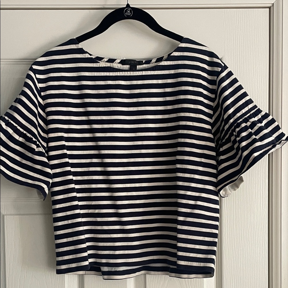 J. Crew Navy and White Striped Blouse